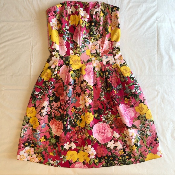 New York Company STRETCH Colorful Floral Strapless Dress Size S - Picture 3 of 11